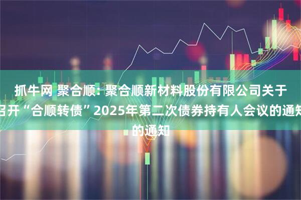 抓牛网 聚合顺: 聚合顺新材料股份有限公司关于召开“合顺转债”2025年第二次债券持有人会议的通知